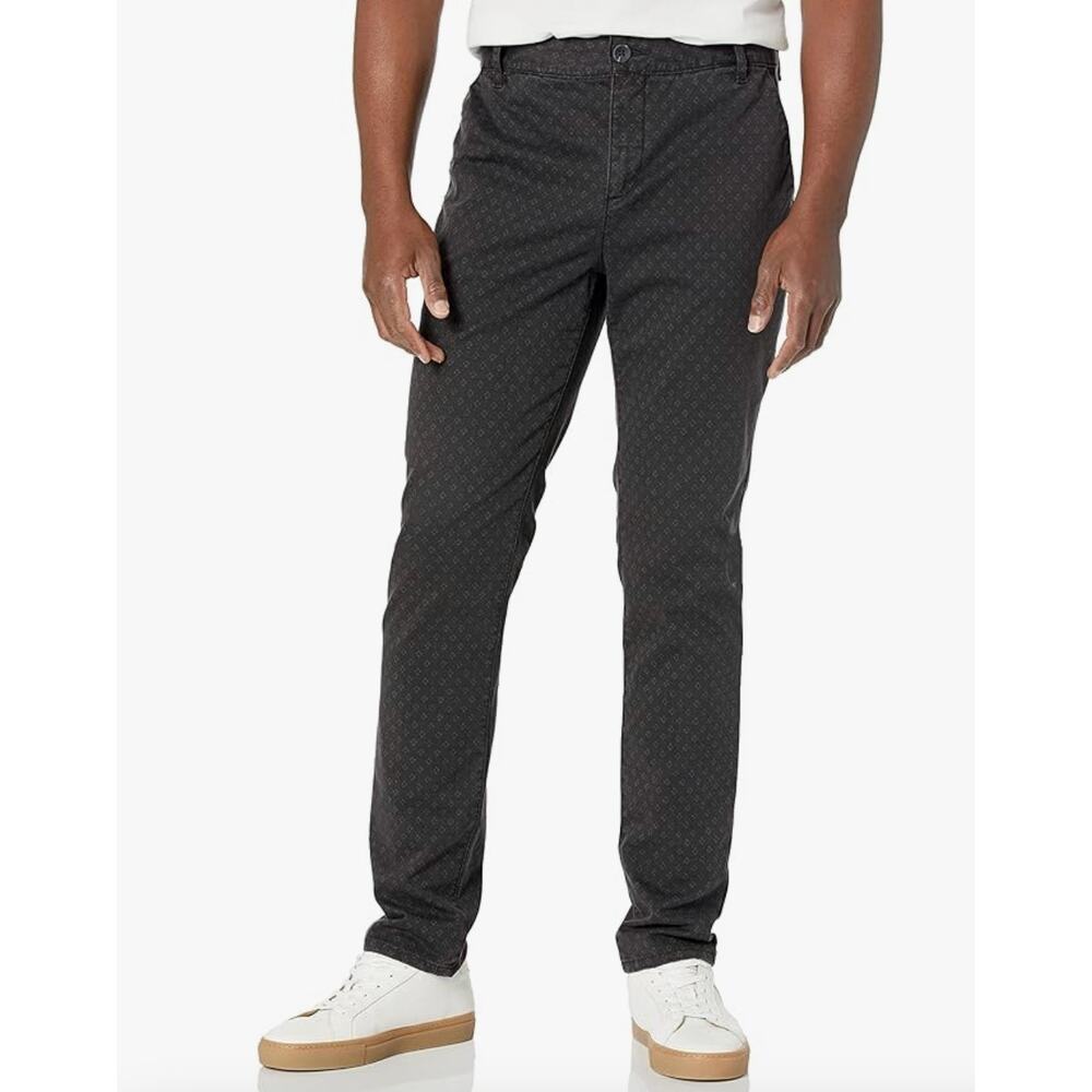 PAIGE Mens Stafford Printed Slim Fit Trouser Pant Grey Multi 31x32 Chino Stretch
